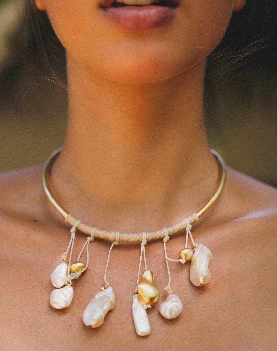 Accessories Vix | Pearl Hoop Necklace