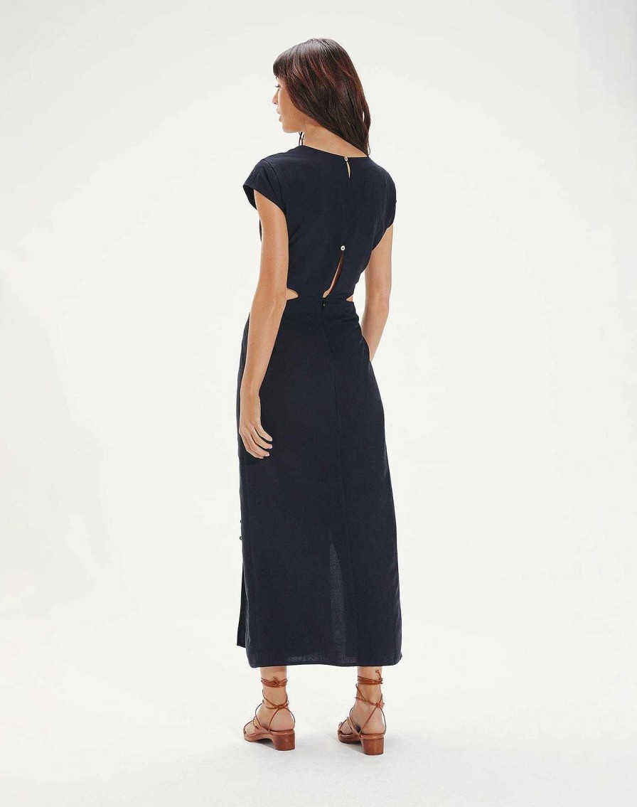 Clothing Vix Long Dresses | Angelina Detail Long Dress Black