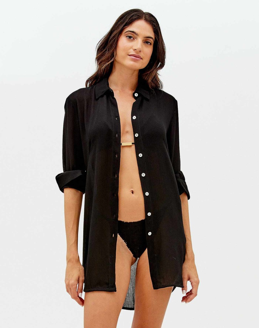 Cover Ups Vix | Mila Blouse Cover Up Black