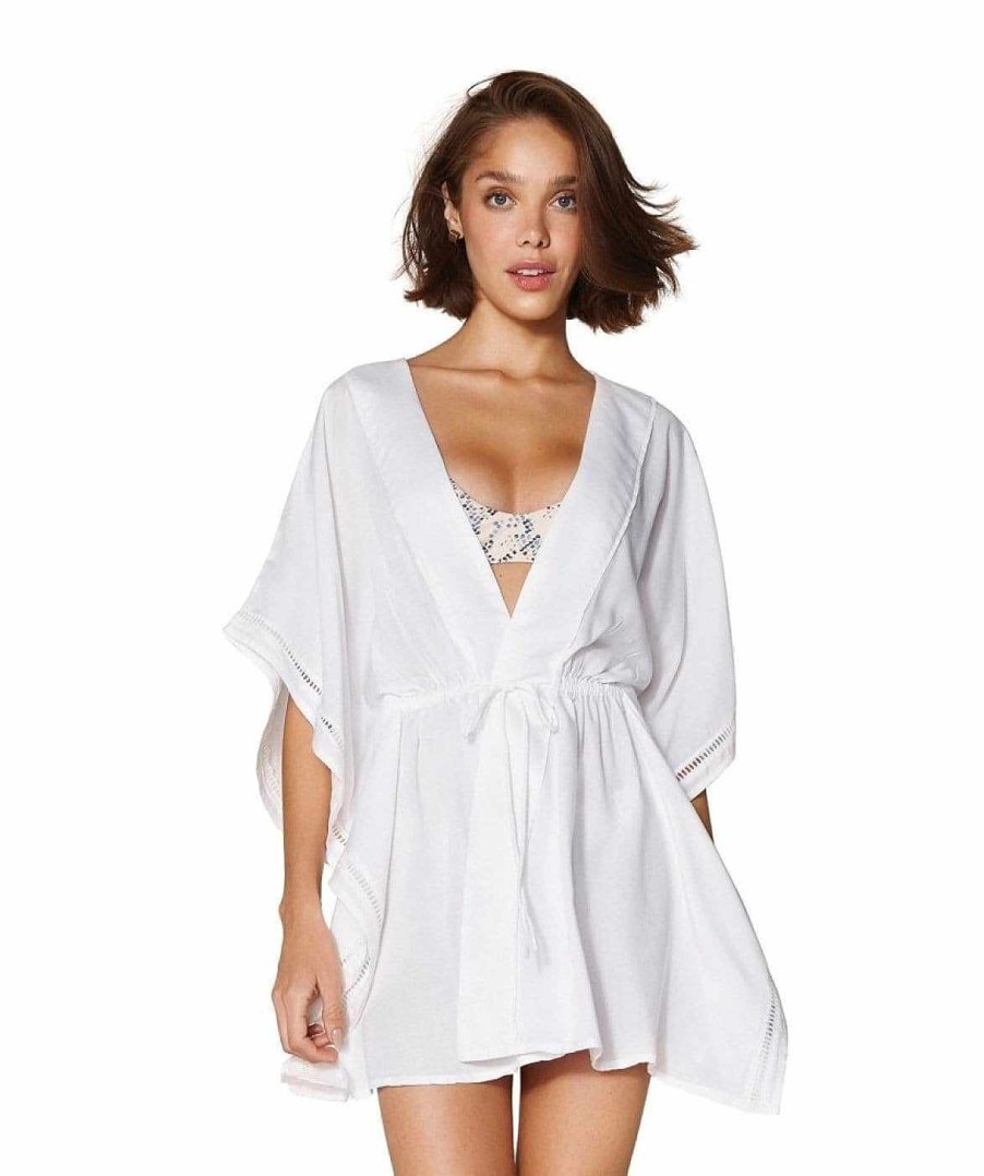 Cover Ups Vix | Embroidery Kimono White