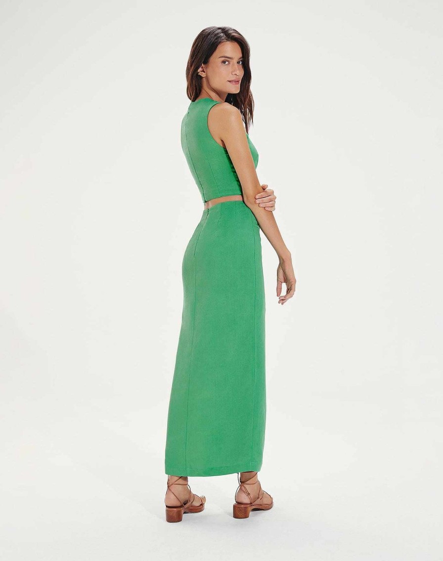 Clothing Vix Long Dresses | Gracie Detail Long Dress Cactus