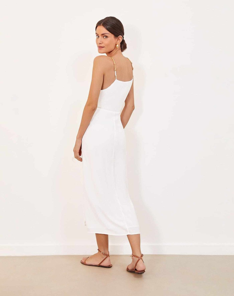 Clothing Vix Midi Dresses | Carly Detail Midi Dress Off White