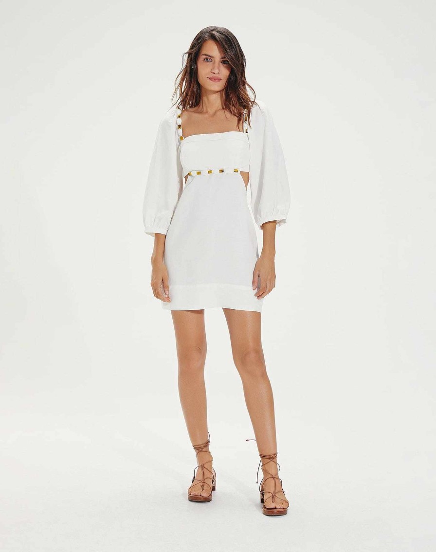 Clothing Vix Short Dresses | Isadora Detail Short Dress Off White