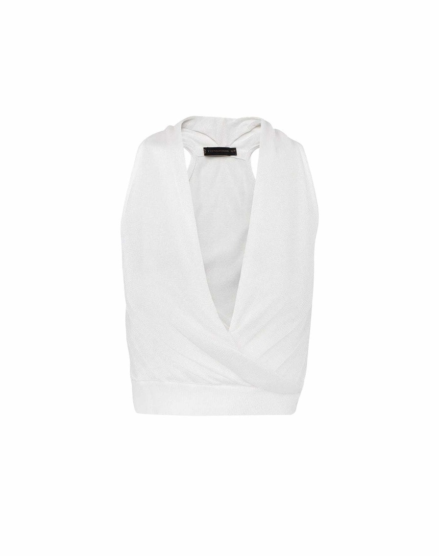 Clothing Vix Sleeveless Tops | Knit Wrap Top Off White