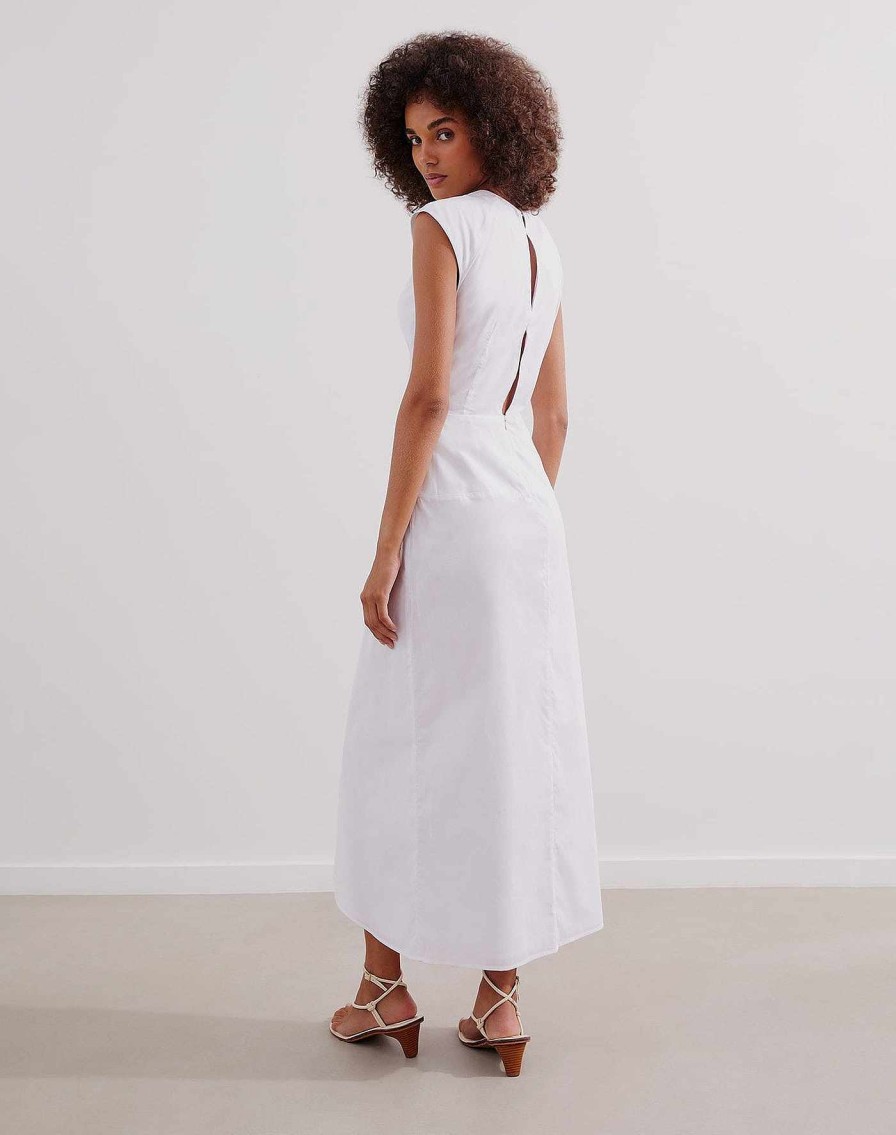 Clothing Vix Midi Dresses | Saori Detail Midi Dress Off White