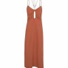 Clothing Vix Midi Dresses | Daisy Detail Long Dress Rust