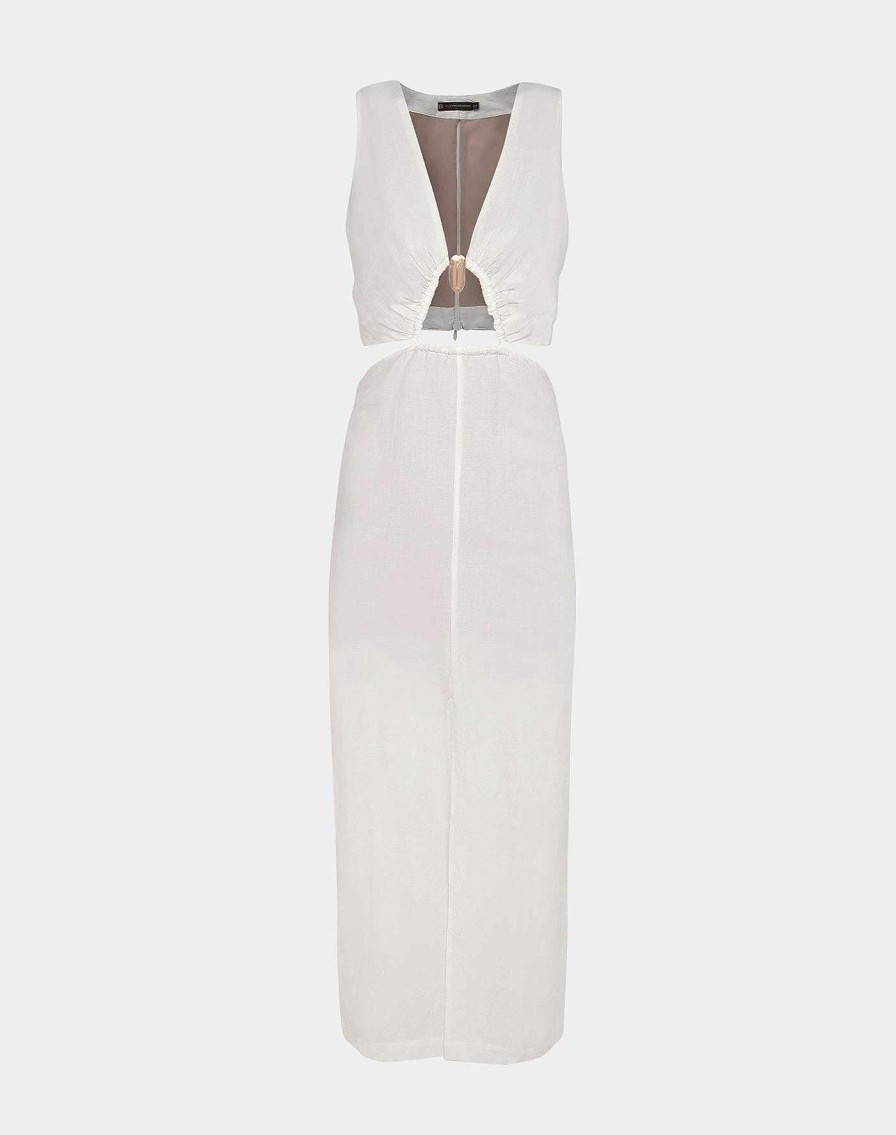 Clothing Vix Long Dresses | Gracie Detail Long Dress Off White