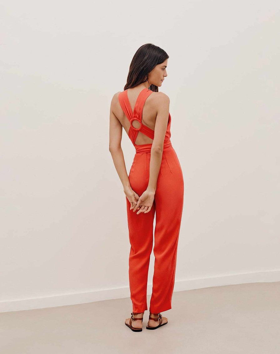 Clothing Vix | Hannah Detail Jumpsuit Tomato