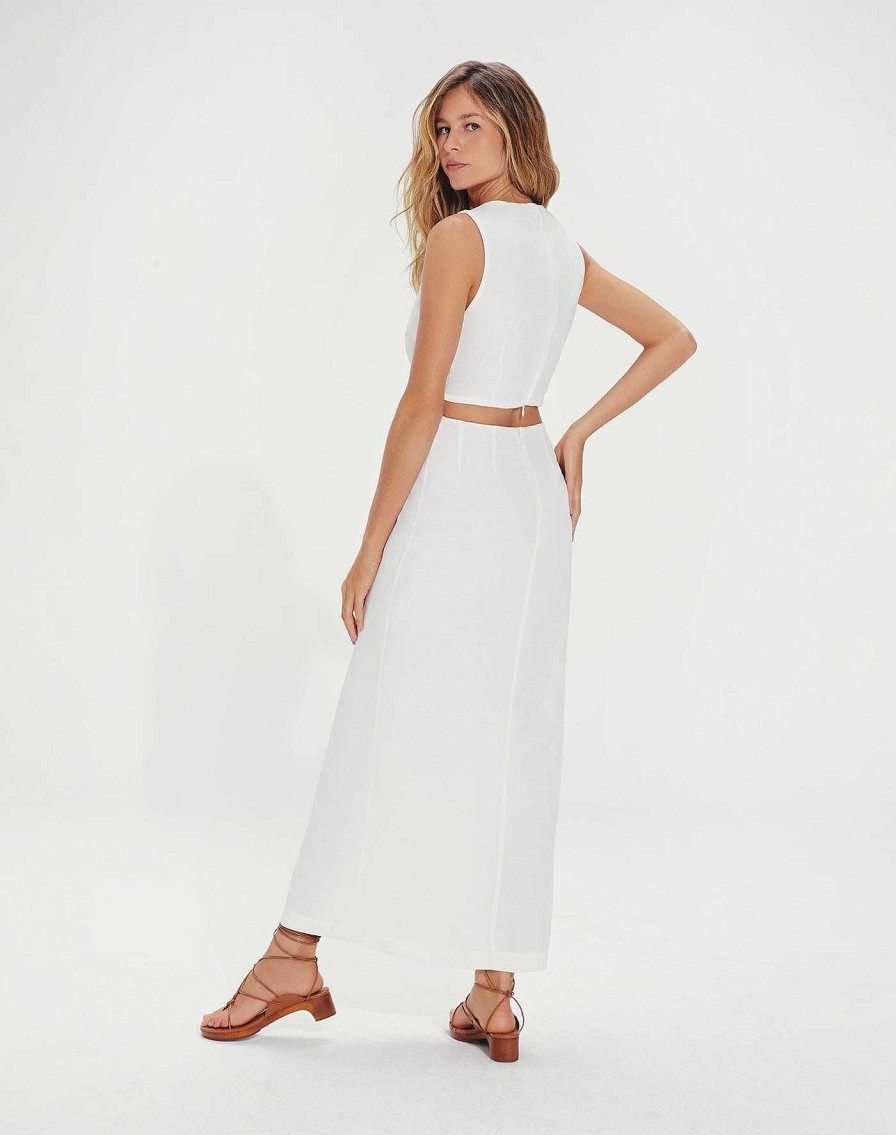 Clothing Vix Long Dresses | Gracie Detail Long Dress Off White