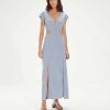 Clothing Vix Long Dresses | Angelina Detail Long Dress Blue Jeans