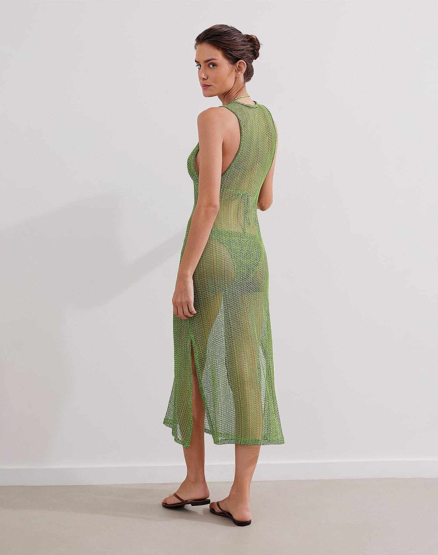 Cover Ups Vix | Mesh Twist Long Cover Up Acid Green