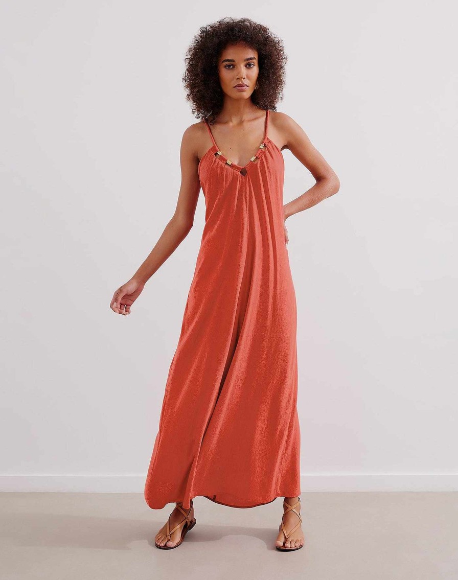 Clothing Vix Long Dresses | Zima Long Dress Brick