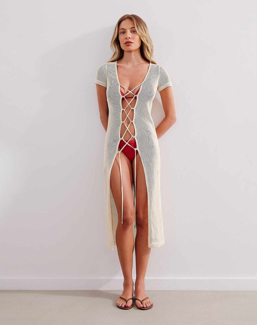 Cover Ups Vix | Hannah Midi Cover Up Off White