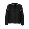 Clothing Vix Long Sleeve Tops | Cami Detail Long Sleeve Blouse Black