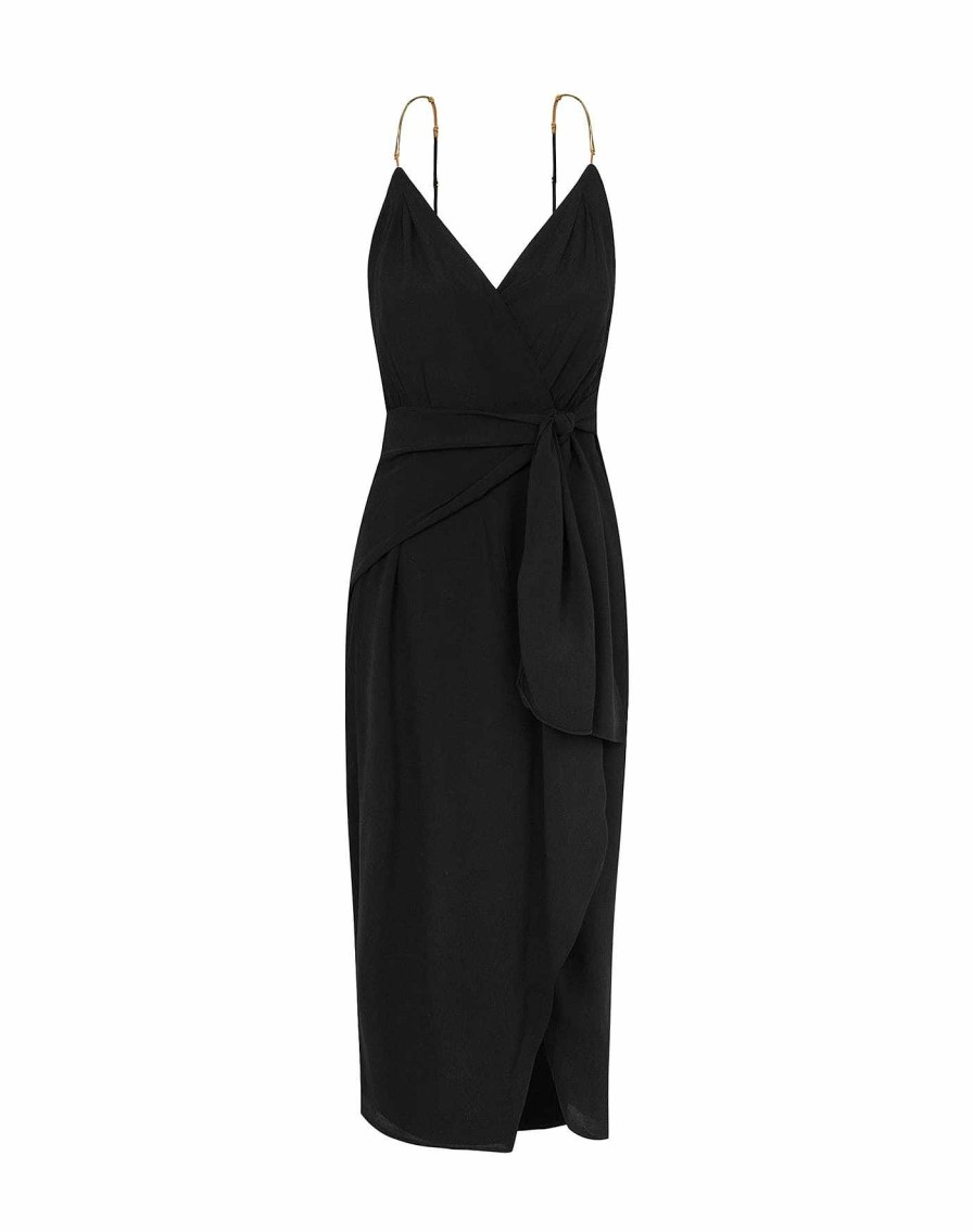 Clothing Vix Midi Dresses | Carly Detail Midi Dress Black