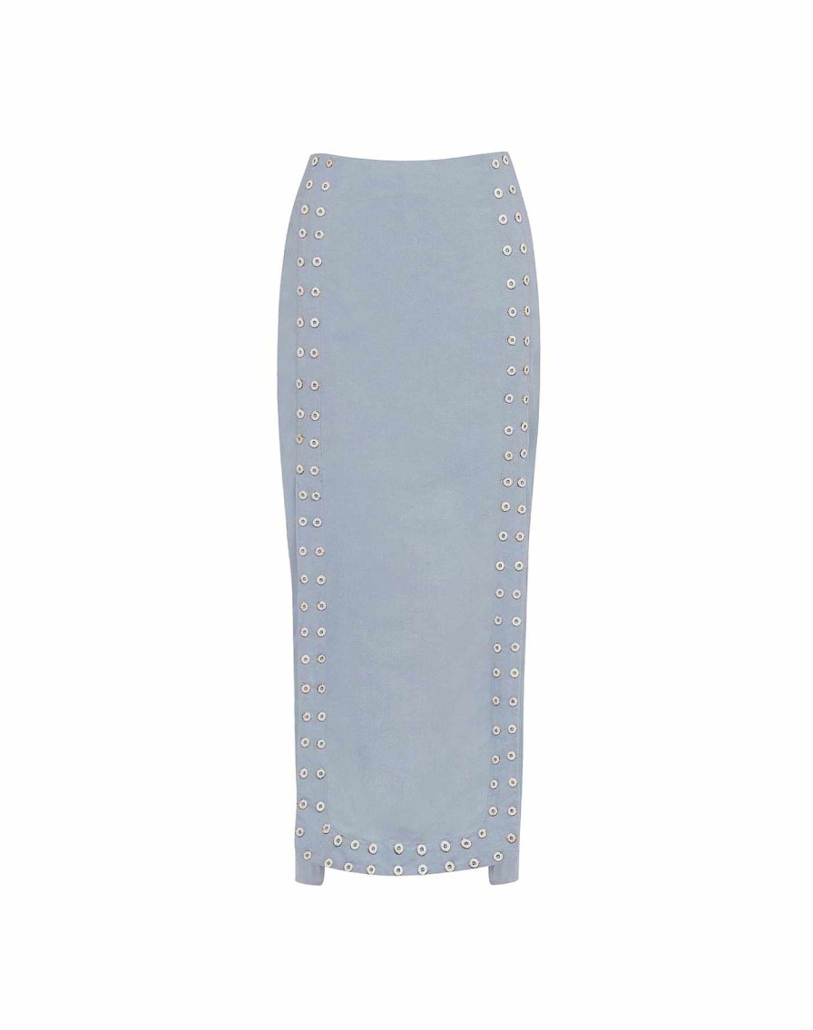 Clothing Vix Skirts | Lana Detail Midi Skirt Blue Jeans