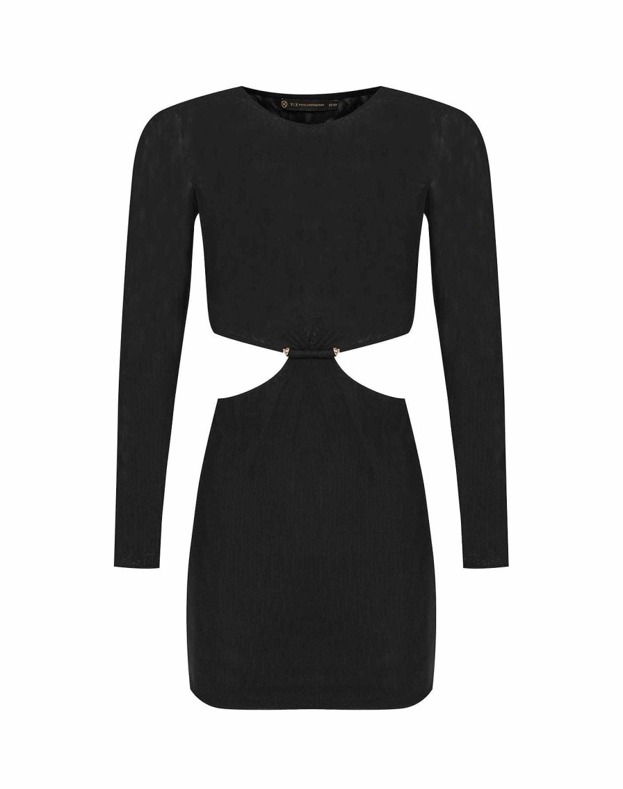 Clothing Vix Short Dresses | Naya Detail Short Dress Black